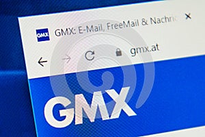 Gmx.at Web Site. Selective focus.