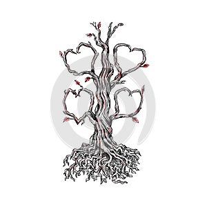 Gnarly Oak Tree Heart Tattoo