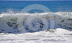 Gnarly wave on Main Beach in Laguna Beach, California.