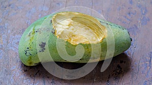 Gnaw marks on mango