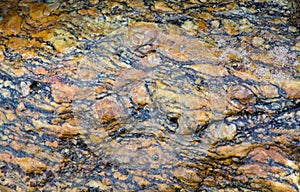 Gneiss metamorphic rock pattern