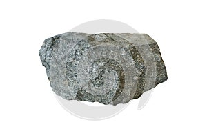 Gneiss metamorphic rock stone isolated on white background.