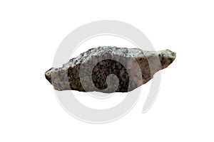 Gneiss rock isolated on white background.