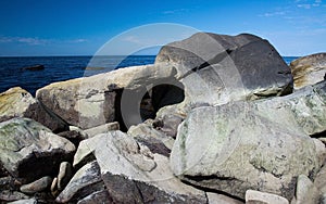 Gneiss rocks closeup