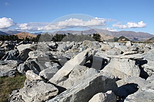 Gneiss rocks in New Zealand photo