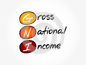 GNI - Gross National Income acronym, business concept background