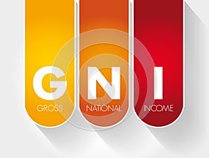 GNI - Gross National Income acronym, business concept background