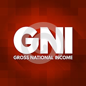 GNI - Gross National Income acronym, business concept background