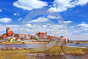 Gniew town with teutonic castle at Wierzyca river