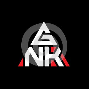 GNK triangle letter logo design with triangle shape. GNK triangle logo design monogram. GNK triangle vector logo template with red