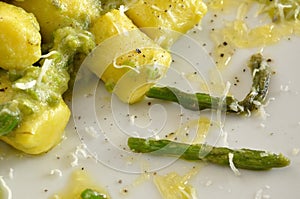 Gnocchi with asparagus, fresh italian pasta