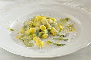 Gnocchi with asparagus, fresh italian pasta