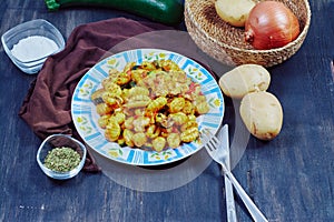 Gnocchi with chicken and vegetables