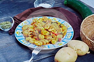 Gnocchi with chicken and vegetables