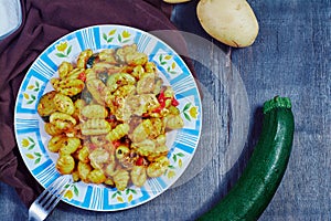 Gnocchi with chicken and vegetables