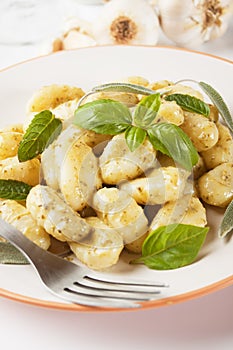 Gnocchi di patata with basilico and pesto photo