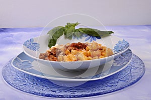 Gnocchi with meat sauce, flour aproteica