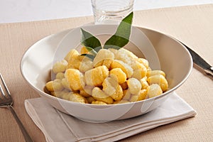 Gnocchi pasta with butter and salvia