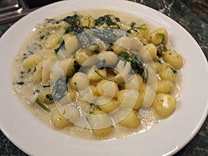 Gnocchi pasta with spinach