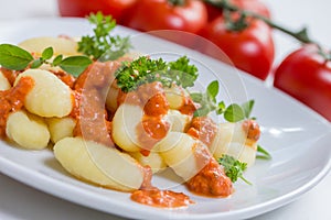 Gnocchi pasta with tomato sauce