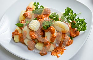 Gnocchi pasta with tomato sauce