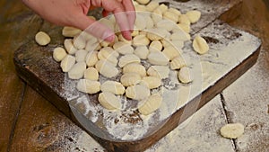 Gnocchi with potatoes. Traditional italian food from Rome, Sardinia, south of italy. Homemade gnocchi with parmesan, egg