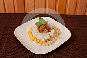 Gnocchi and spinach.