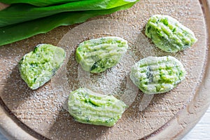 Gnocchi with wild garlic is Prepared