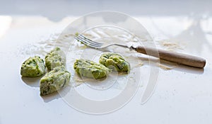 Gnocchi with wild garlic is Prepared