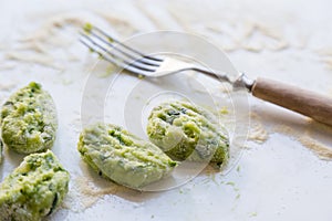 Gnocchi with wild garlic is Prepared