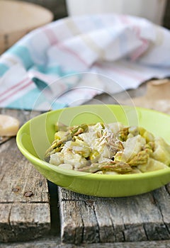 Gnocci with asparagus.