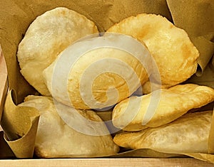 Gnocco Fritto Crescentine. Traditional Italian cuisine. Substitute for bread made with fried dough photo