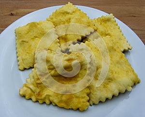 Gnocco fritto or Crescentine, traditional italian food from Modena or Bologna, Italy photo