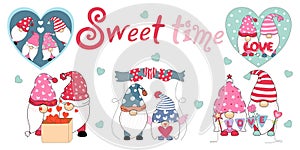 Gnome character vector illustration in sweet time designed with doodle style