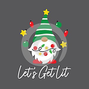 Gnome with Holiday Christmas Light Vector photo