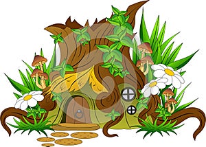 gnome\'s house in an old stump