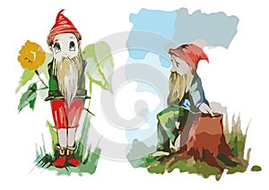 Gnomes child drawing color two gnome