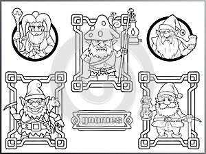 Gnomes, set of vector drawings