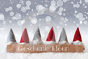 Gnomes, Silver Background, Bokeh, Stars, Geschenk Ideen Means Gift Ideas photo