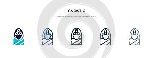 Gnostic icon in different style vector illustration. two colored and black gnostic vector icons designed in filled, outline, line