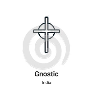 Gnostic outline vector icon. Thin line black gnostic icon, flat vector simple element illustration from editable india concept
