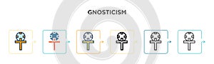 Gnosticism vector icon in 6 different modern styles. Black, two colored gnosticism icons designed in filled, outline, line and