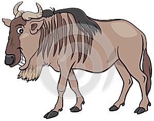 Gnu antelope or blue wildebeest cartoon animal character