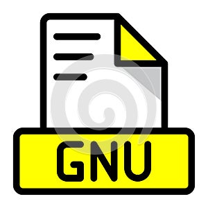 Gnu file icon colorful style design. document format text file icons, Extension, type data, vector illustration