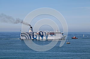 GNV Ship Grandi Navi Veloci, a cruise ship passengers returns to port in Genoa, Italy.