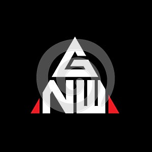 GNW triangle letter logo design with triangle shape. GNW triangle logo design monogram. GNW triangle vector logo template with red