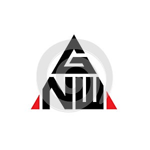 GNW triangle letter logo design with triangle shape. GNW triangle logo design monogram. GNW triangle vector logo template with red