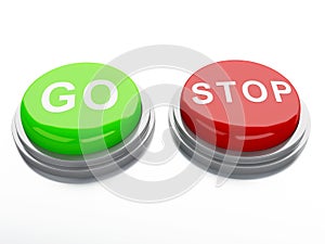 Go adnd stop buttons. 3d illustration