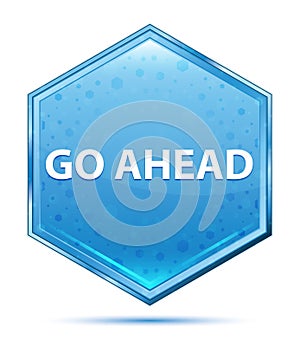 Go Ahead crystal blue hexagon button