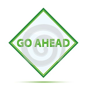 Go Ahead modern abstract green diamond button